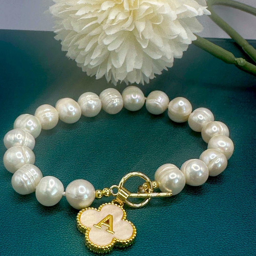 Mother pearl, fresh water initial bracelet